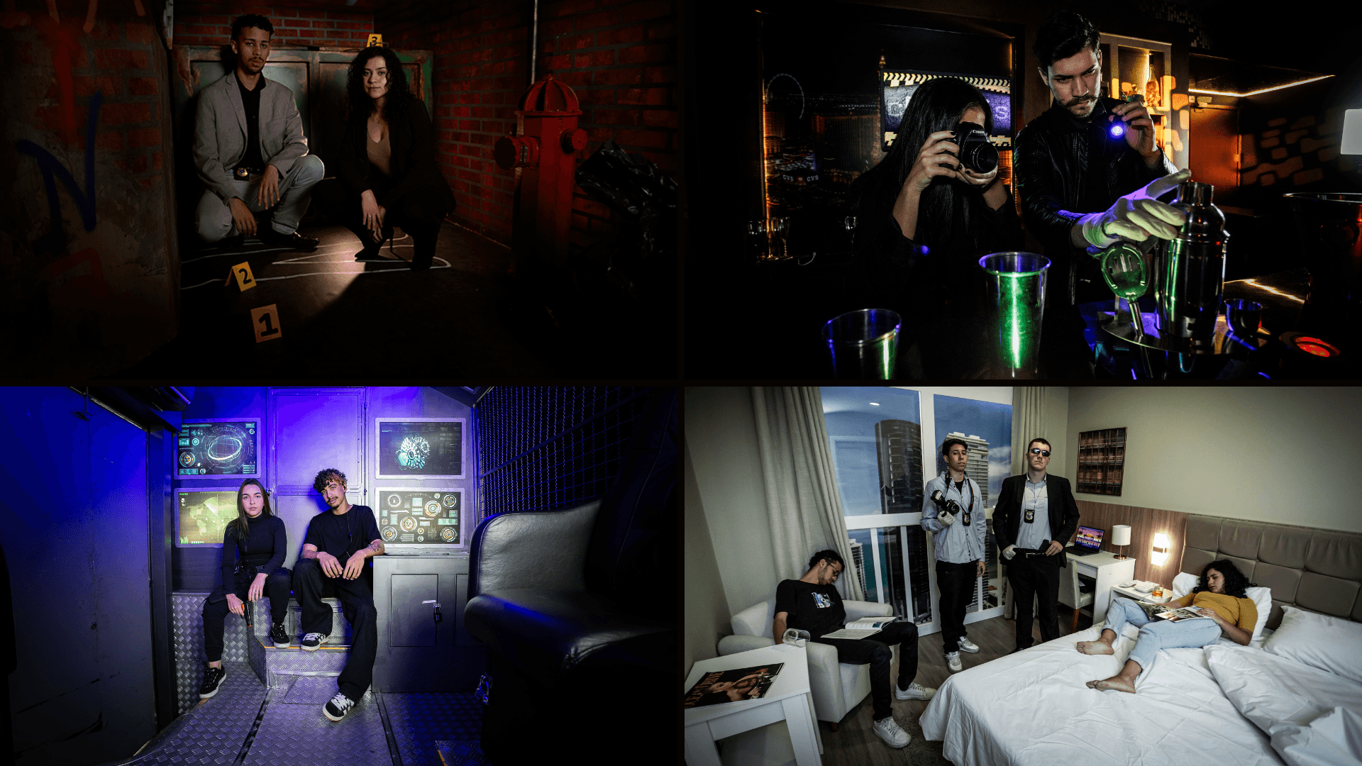 Escape rooms CSI com diferentes temas no Escape 60'